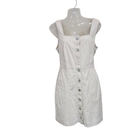 & Other Stories Square Neck Button Down Mini Dress Sleeveless Cream Size 10 - Picture 1 of 10